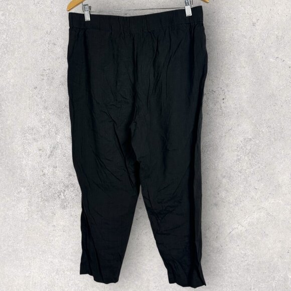 Aritzia Babaton Day Linen Black Pants Womens Size XL Elastic Waist Pull On 51486 - Picture 4 of 12